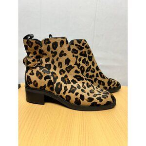 NEW Cole Hann Size 6.5 Leopard Kimberly Boots Leather Calf Hair Booties